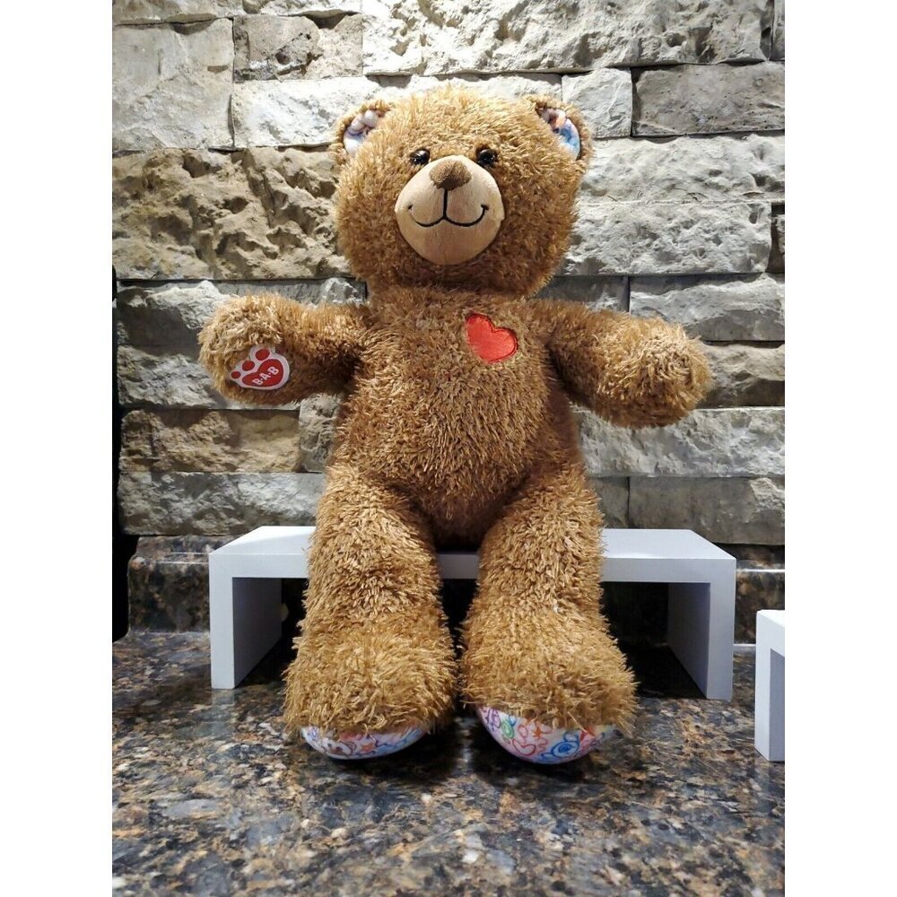Build-A-Bear Brown Teddy Bear Stuffed Animal With Red Heart  Plush